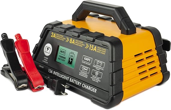 Wagan EL7407 15A Intelligent 12V Battery Charger 6/12V Battery Maintainer Fully Automatic Smart Charger