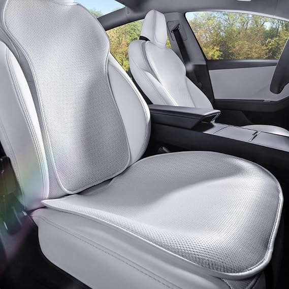 TOPABYTE Seat Covers Front Seats for Tesla Model Y Model 3 Model S Model X 2017-2026 Front Seat Cover White Protective Covers Cushion Protection for All Seasons White (Without Logo)