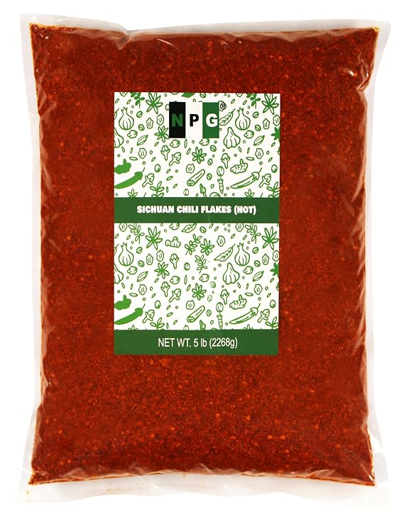 NPG Sichuan Chili Flakes 5 lb, Extra Hot, Crushed Red Pepper Bulk | Extra Hot, Chili Oil Essential for Homemade Chili Oil, Kimchi, Pizza and Tacos, Authentic Szechuan Flavor