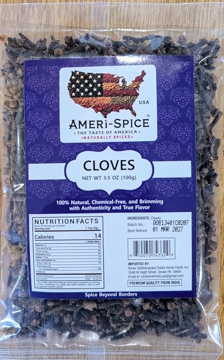 Ameri-Spice Whole Cloves (Laung) 3.5oz (100g) Great for Food, Tea, Hand Selected, Spice ~ All Natural | Indian Origin