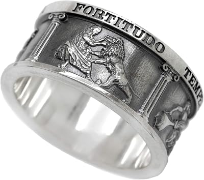 Four Cardinal Virtues, Theological Band Ring, Occult Ring, Lawyer Gift, Sterling Silver Stoic Ring