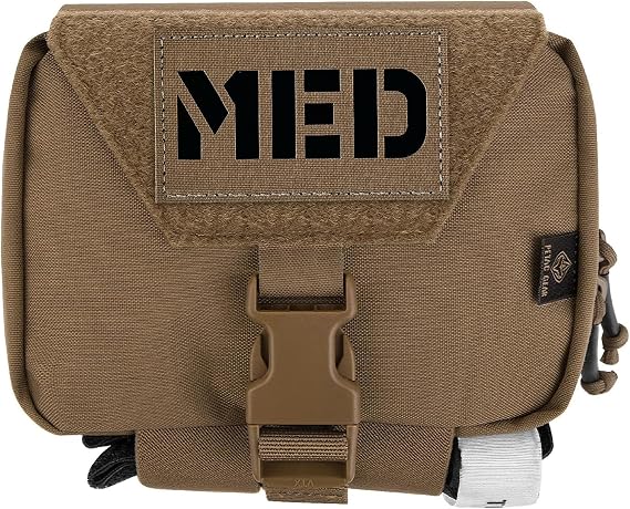PETAC GEAR Tactical Rip Away Medical Pouch Tear Off First Aid IFAK Pouch Molle & Belt Horizontal Outdoor Emergency Survival Bag (CB with Patch)