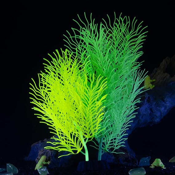 Big-Yellow Aquarium Decor Artificial Plant Glowing Aquatic Plants Silicone Ornament for Fish Tank Landscape Decoration Betta Fish Tank Decor (1 Count)