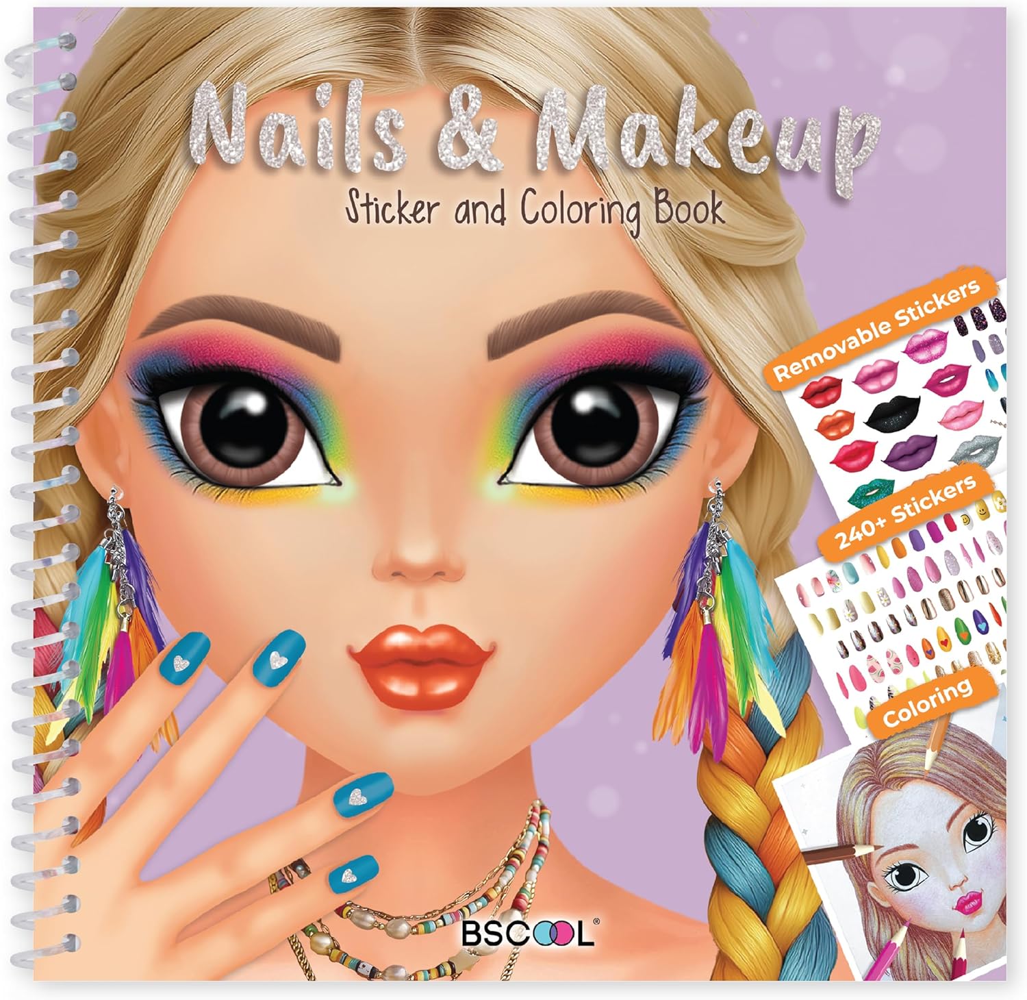 BSCOOL Drawing, Coloring & Sticker. Nails & Makeup Dress Up Sticker Book with 240+ Removable Stickers. Endless Nail Design and Makeup Combination for Kids Ages 4 and Up. Gift for Girls