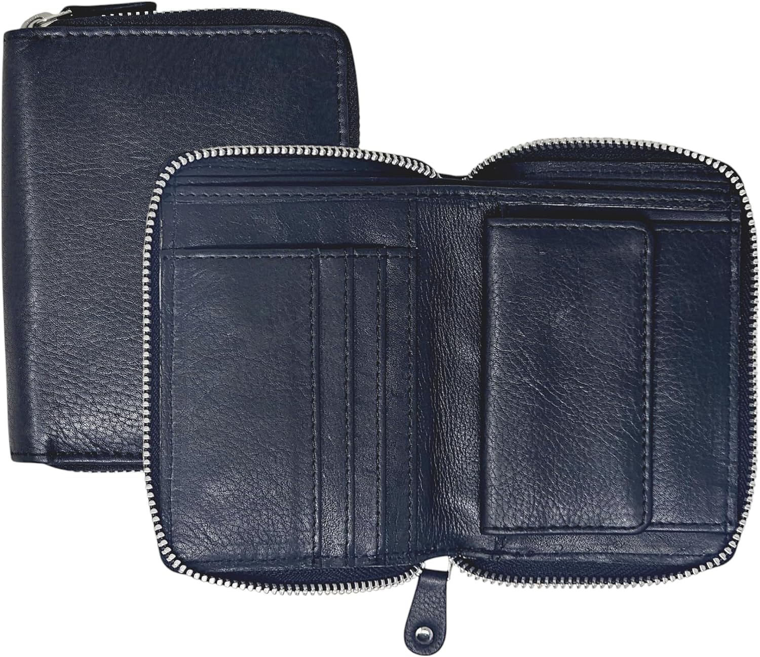 STARHIDE Women RFID Safe Protector Zip Around Genuine Leather Wallet with Coin Pocket Gift Box 5550 Black