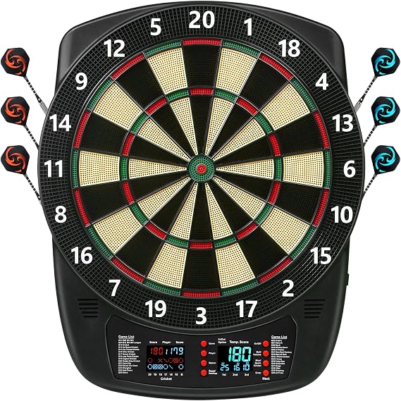 Electronic Dart Board, Low Bounce-Outs Soft Tip Dartboard with 40 Games