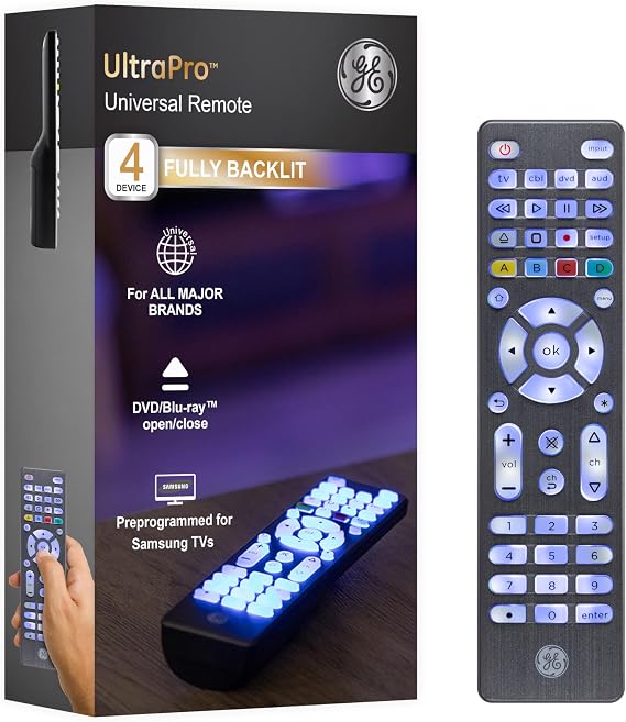 GE Backlit Buttons Universal Remote Control, Samsung TV Remote Control