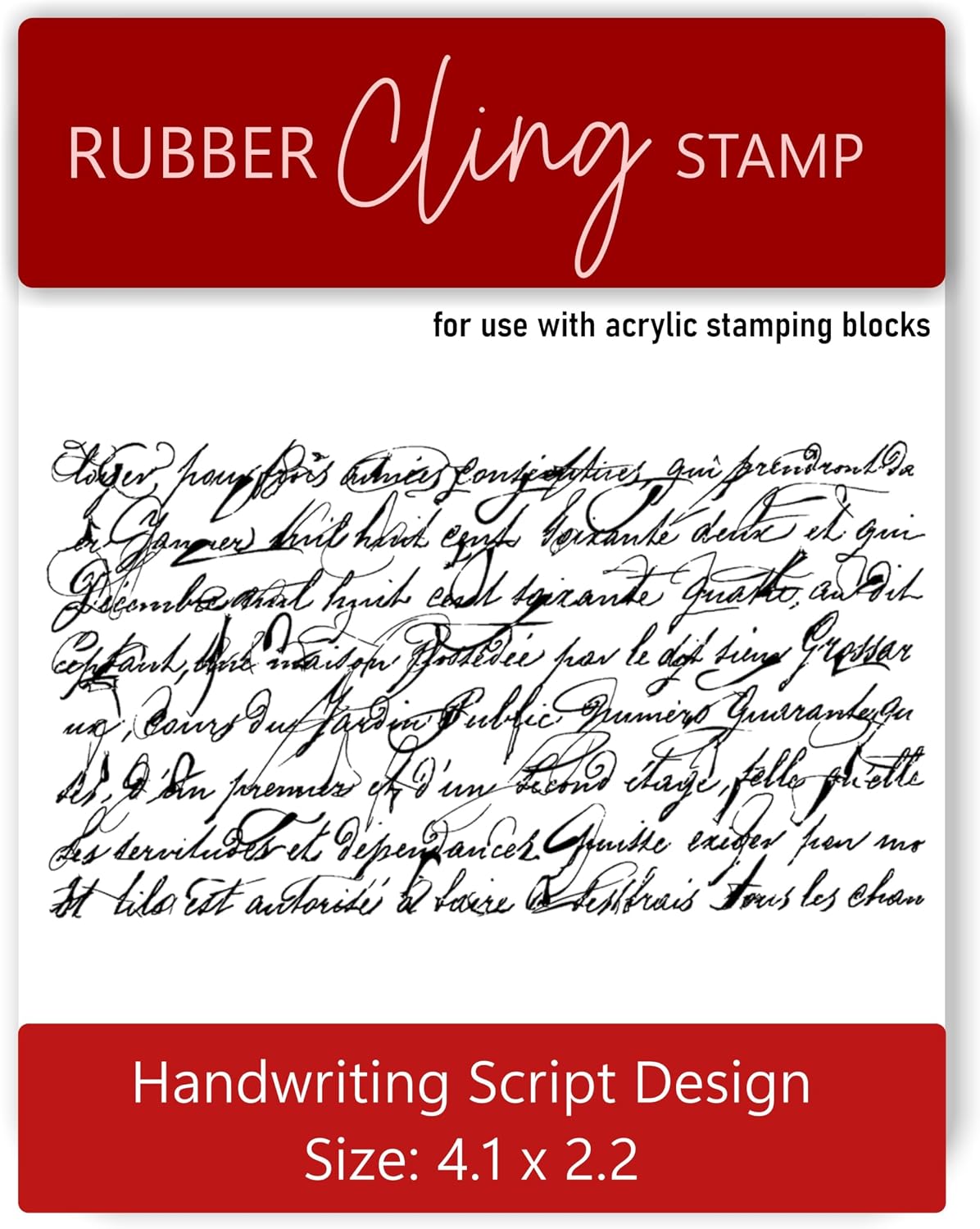 Rubber Cling Stamp Handwriting Script Design