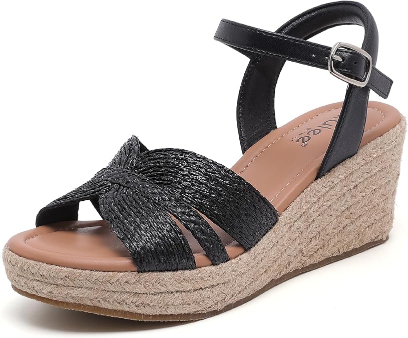 Ruiee Womens Wide Width Wedge Sandals. | Wide Width, Summer Platform, Espadrille Wedge Heels, Bowknot, Ankle Strap, Dressy, Wedding Prom