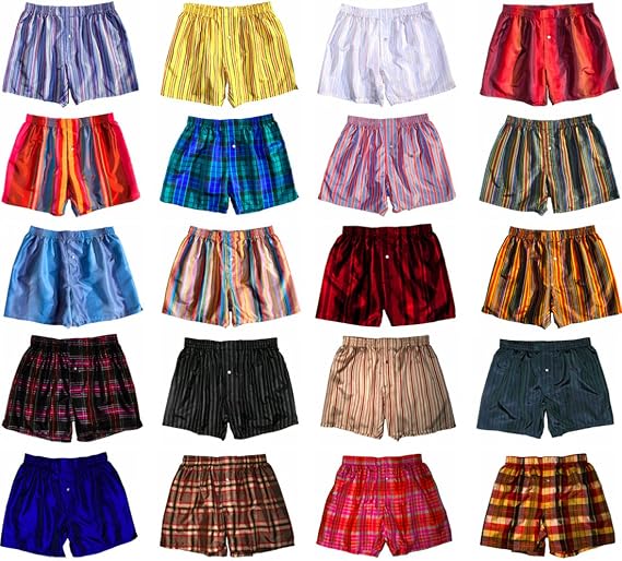 Royal Silk Two Assorted Madras Silk Boxers S, M, L, XL, XXL, 3XL - 100% Silk