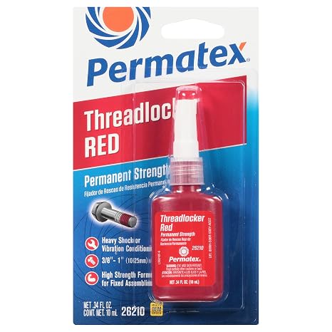Permatex 26210 Permanent Strength Threadlocker Red, 10 ml