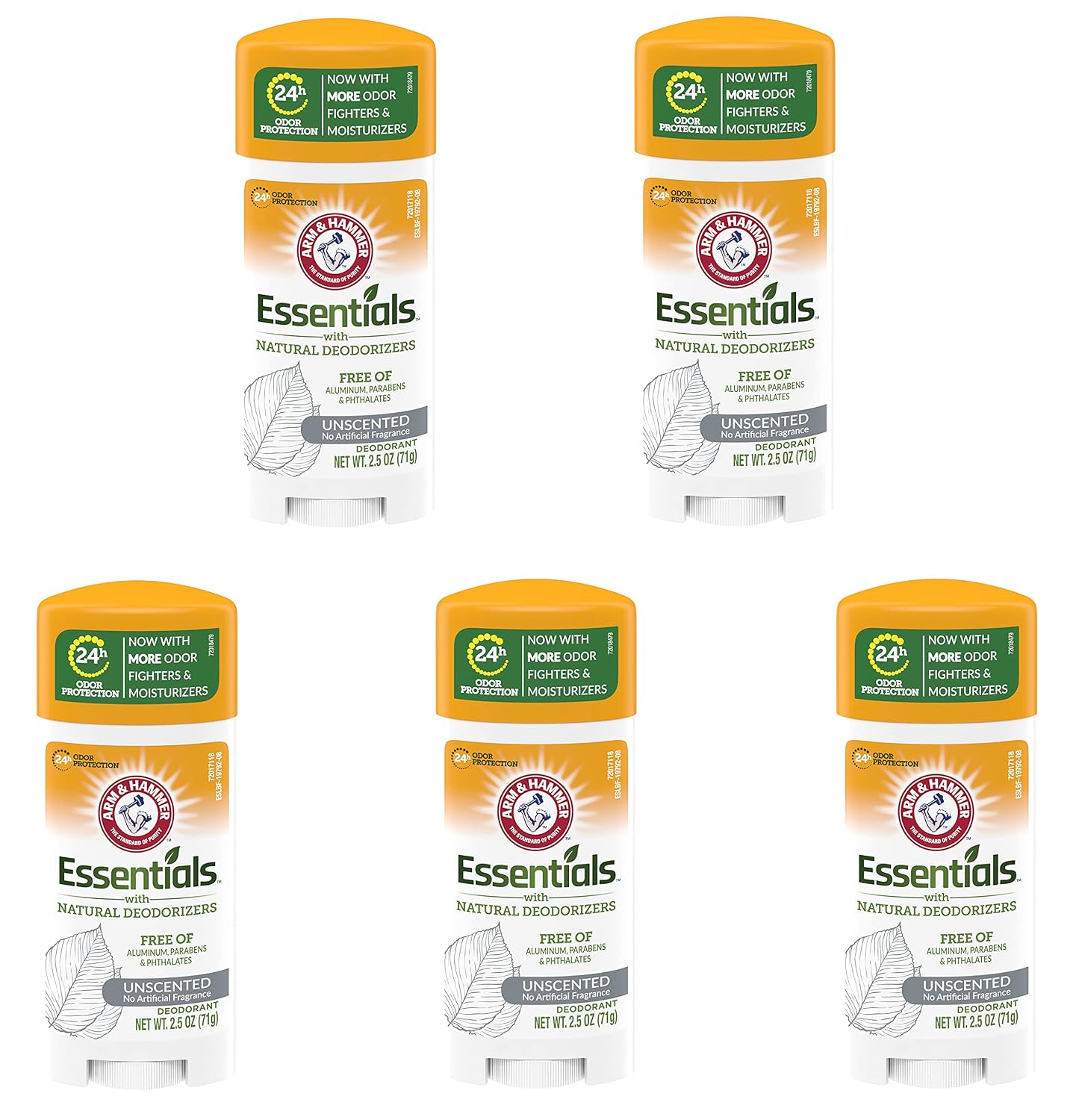 Arm & Hammer Essentials Deodorant with Natural Deodorizers, Unscented - Buy Packs and SAVE Pack of 5