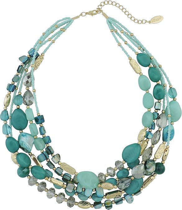 Bocar Multi Layer 5 Strand Statement Collar Beaded Necklace for Women Gift(NK-10376)