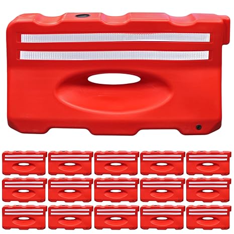 Electriduct Water Filled Barricade 4FT Plastic Sand Fillable Traffic Jersey Barrier Vehicle Safety Orange - Pack of 15