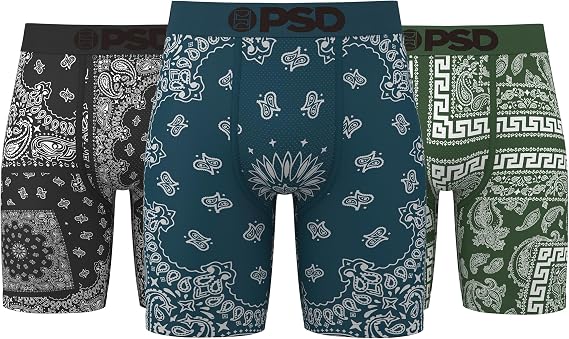 PSD Mens Underwear Paisley Graphic Print Boxer Briefs, Packs & Singles