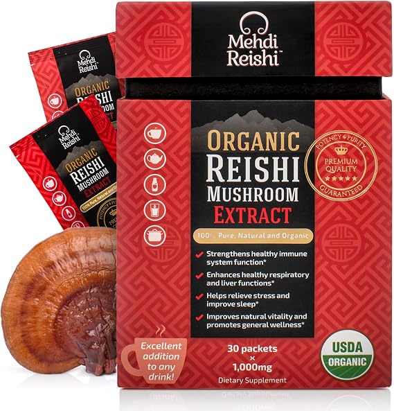 Organic Reishi Extract Powder, 35% Beta Glucan, Fruiting-Body, 30 Servings