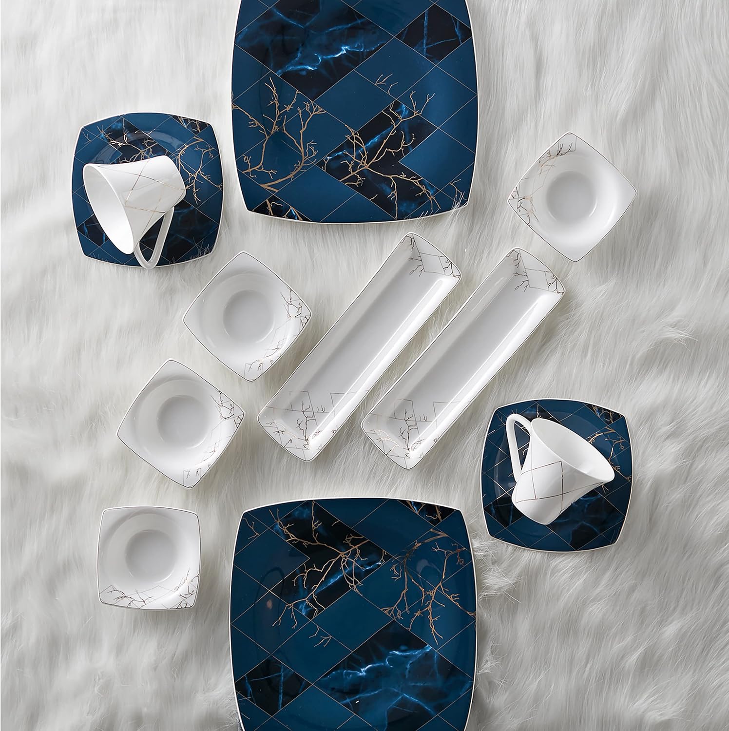 Karaca Fine Pearl Midnight 26 Piece Breakfast Set Square