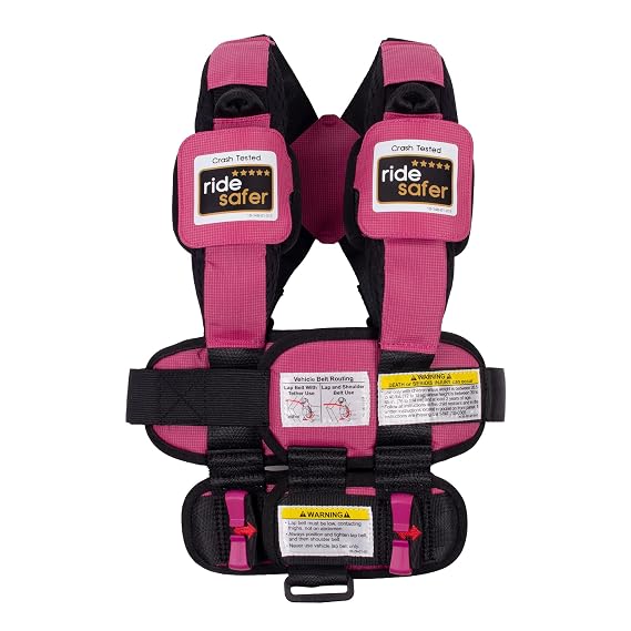 RideSafer Gen 5 - Extra Small XS Pink, Lightweight, Compact, Portable Car Seat, 2 Years; 26.540 lb - Perfect for Travel and Everyday Child Safety