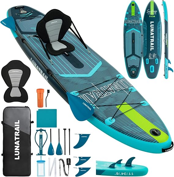11' x 34" Extra Long Extra Wide Inflatable Stand Up Paddle Board SUP Kit Item Highlights