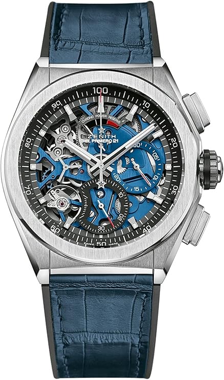 Zenith Mens Defy El Primero 21 44mm Titanium Skeleton Blue Watch 95.9002.9004/78.R584