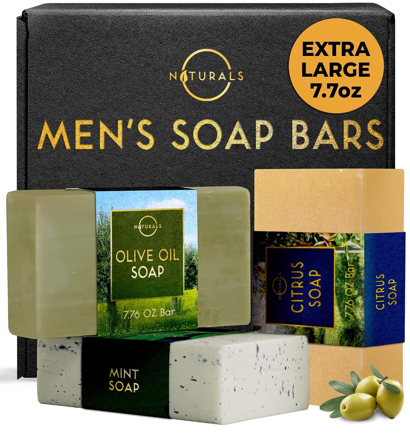 O NATURALS 7.76 oz (3PC) Exfoliating Soap Bar Cedarwood - Heavy Grit Mens Soap - All Natural Exfoliation Bar Soap for Men - Apricot Kernels Bar Soap - Face Soap Bar - Moisturizing Mens Face Bar Soap