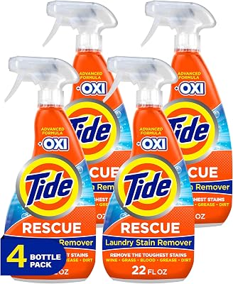 Tide Laundry Stain Remover with Oxi, Rescue Clothes, Upholstery, Carpet and more from Tough Stains, Stain Treater, 22 Fl Oz Pack of 4
