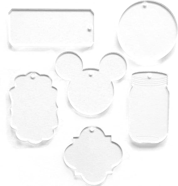 24 UNITS ACRYLIC KEYCHAINS BLANK 3" SAMPLES CLEAR 1/8" THICK (see description) Optional Key Ring (3" With Key Ring)