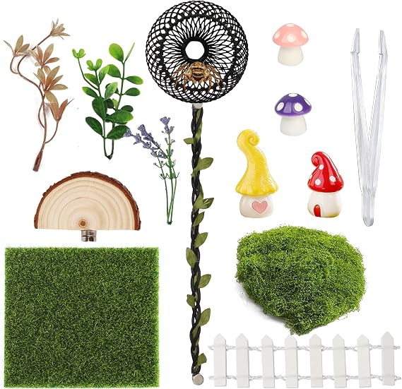 Jumping Spider Enclosure Accessories Kit, 14Pcs Spider Tank Decor Set with Hide, Plants, Moss, Ledge & Tools for Tarantula Habitat Decor(The Product Does not Include a breeding Box.)