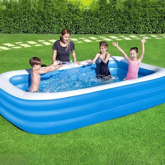 Backyard Outdoor Ground Pool, ③-Kids Adult Ring Inflatable Pool, Rectangular Inflatable Lounge Pool-269x177x61cm106x70x24inch
