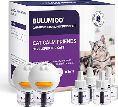 Cat Calming Pheromone Diffuser Set 120-Day Supply 2 Diffusers  4 x 48ml Refills Helps Reduce Urine Spraying, Scratching & Fighting Unscented Stress Relief for Multi-Cat Homes