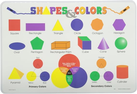 Painless Learning Shapes and Colors Placemat Large
