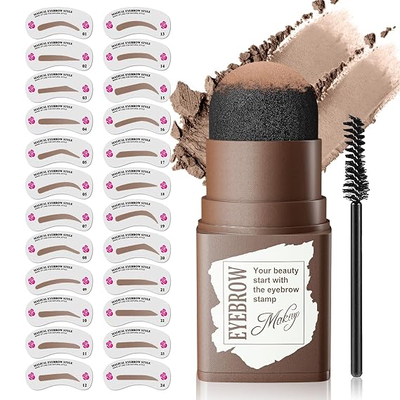 Eyebrow Powder with Brush - Brow Powder Smudge-Proof & Long-lasting & Waterproof, 24 Shades Eyebrow Kit, Eye Brow Powder Kit for Beginners, Light Brown
