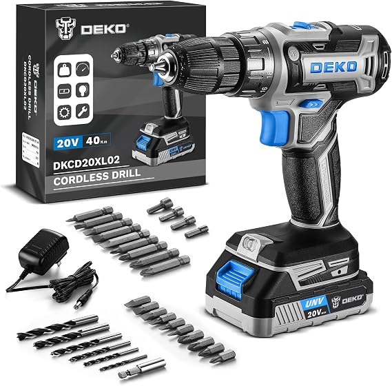 Power Drill Cordless: DEKO PRO Cordless Drill 20V Electric Power Drill Set Tool for Women Drills with Battery and Charger 20 Volt Drills Driver Kit Blue