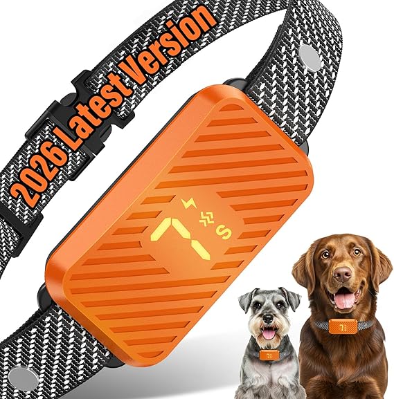 Dog Bark Collar for Large Medium Small Dogs, Effective No-Bark Collar, Smart Barking Collar, 2026 Upgraded Bark Collar with 7 Sensitivity, 3 Modes,Carrot Orange