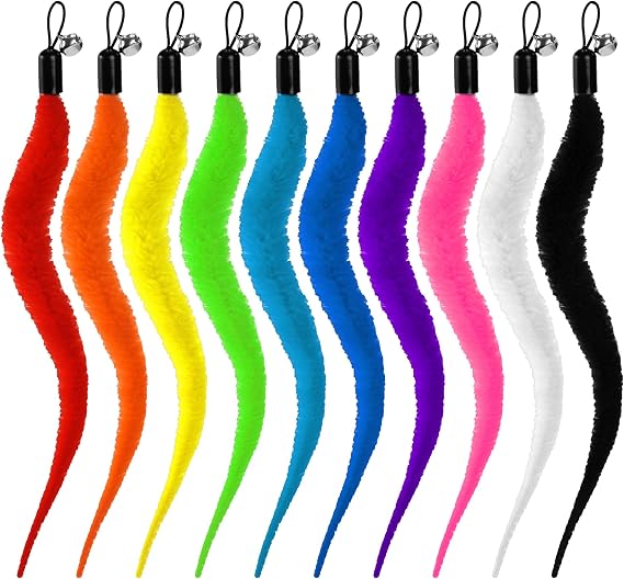 10 Pcs Cat Worm Toys, Colorful Interactive Cats Wand Attachment