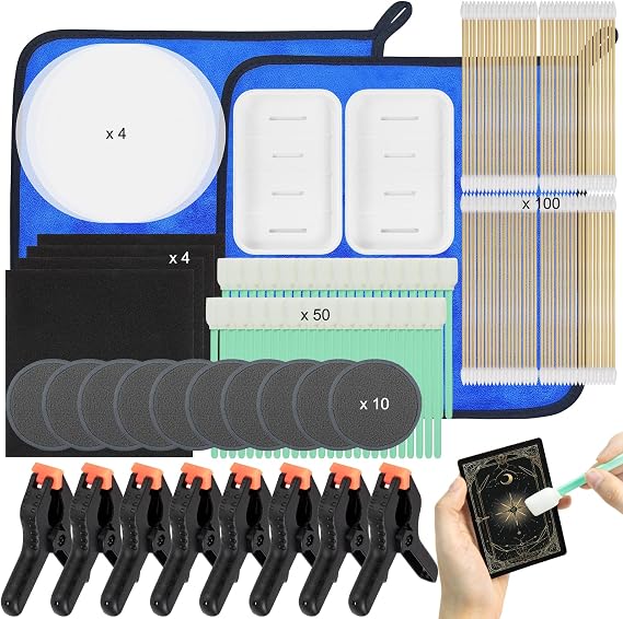 Card Care Clean Kit,8-in-1 Card Cleaning and Card Flattening Kit, Trading Card Cleaning Kit with Fixing Jig and EVA Shaping Foam, Suitable for PSA Rated Card Care