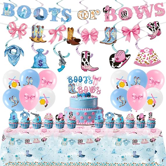 Boots or Bows Gender Reveal Decorations