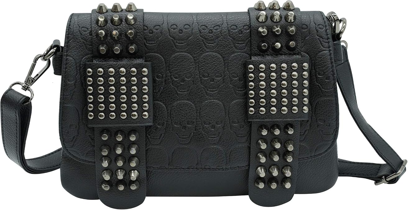 Ro Rox Women's Skull Shoulder Bag Punk Gothic Rivets PU Handbag
