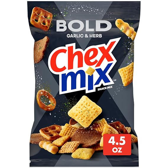 Chex Mix Bold Party Blend Snack Mix, 4.5 oz | Chex, Pretzels, Rye Chips, Breadsticks, 60% Less Fat than Regular Potato Chips, Party Snack