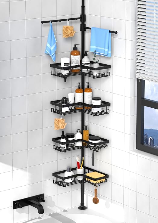 KEGII Telescopic Shower Caddy with 2 Towel Holder Extendable Bathroom Caddy
