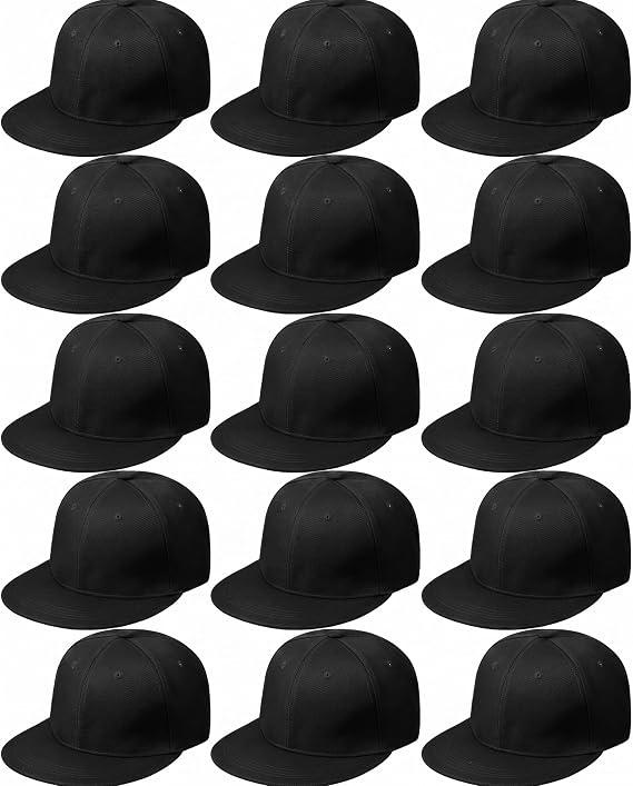15 Pack Snapback Hats for Men Hip Hop Style Solid Baseball Hats Adjustable Snapback Cap Flat Brim Baseball Caps