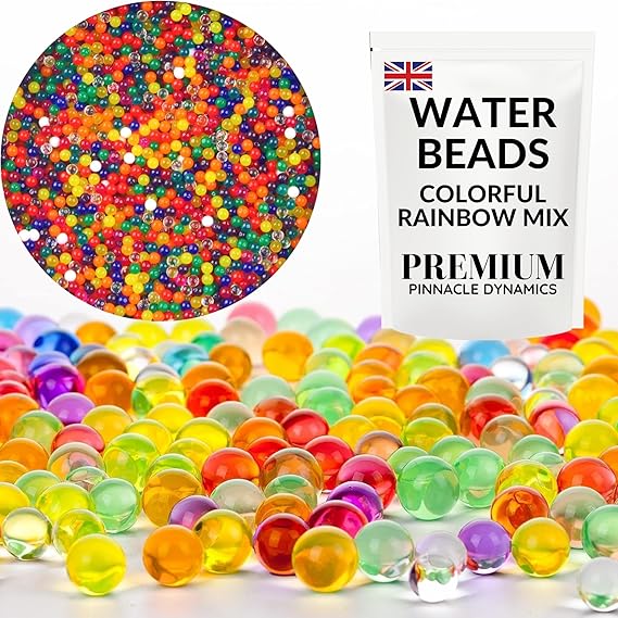 Colorful Rainbow Mix Water Beads - 20,000 Pcs (100+ Grams) - 16mm - Biodegradable Gel Soil Beads - Decorative Water Balls for Stress Relief - Crystal Gel Balls as Vase Filler