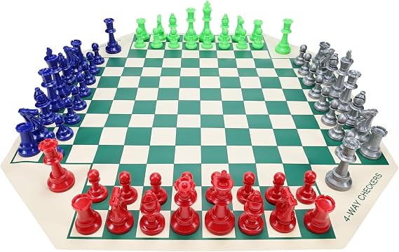 WE Games Four Player Chess Set for Adults and Families Roll Up Vinyl Board Game Gift for Two to Four Players