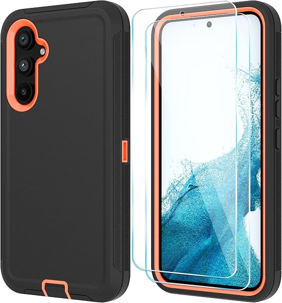 Qinmay for Samsung Galaxy A54 5G Phone Case, BlackOrange