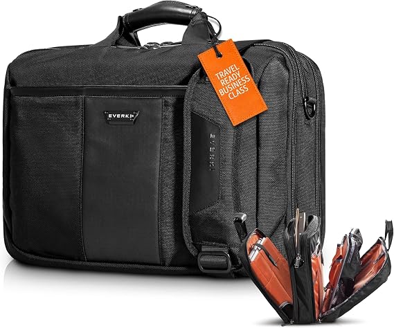 EVERKI Versa Laptop Briefcase Bag Heavy-Duty Computer Bag for Laptops 1317.3", Water-Resistant Travel Bag with Multiple Pockets for Business, Stylish Laptop Bag for Men & Women Black (EKB427BK17)