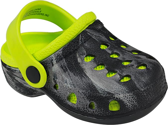 Capelli New York Toddler Boys Injected EVA Clogs with Backstrap, Black Lime Tie Dye TB, 5 Toddler
