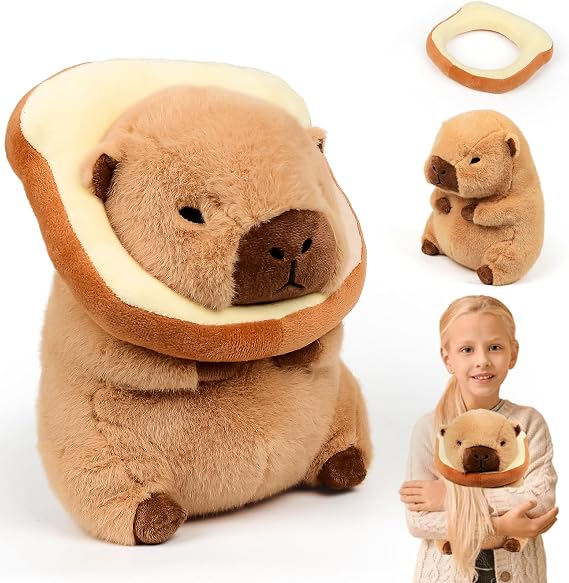 Capybara Stuffed Animal, Capybara Plush Toy with Wearable Bread