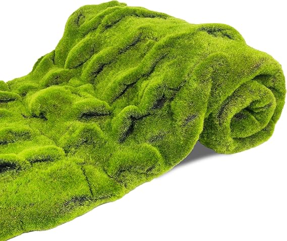 Fake Moss Table Runner Roll for Fairy Gardens Grass Wedding Woodland Table Decor 39" x 39" Artificial Green Moss for Decorating Wall Indoor Plants Crafts 1m x 1m