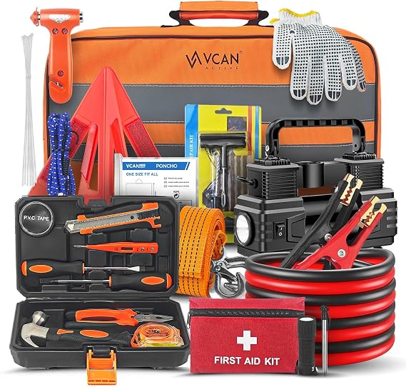 Car Emergency Kit, Car Safety Kit, Basic Tool Kit for Women, Men, Teens