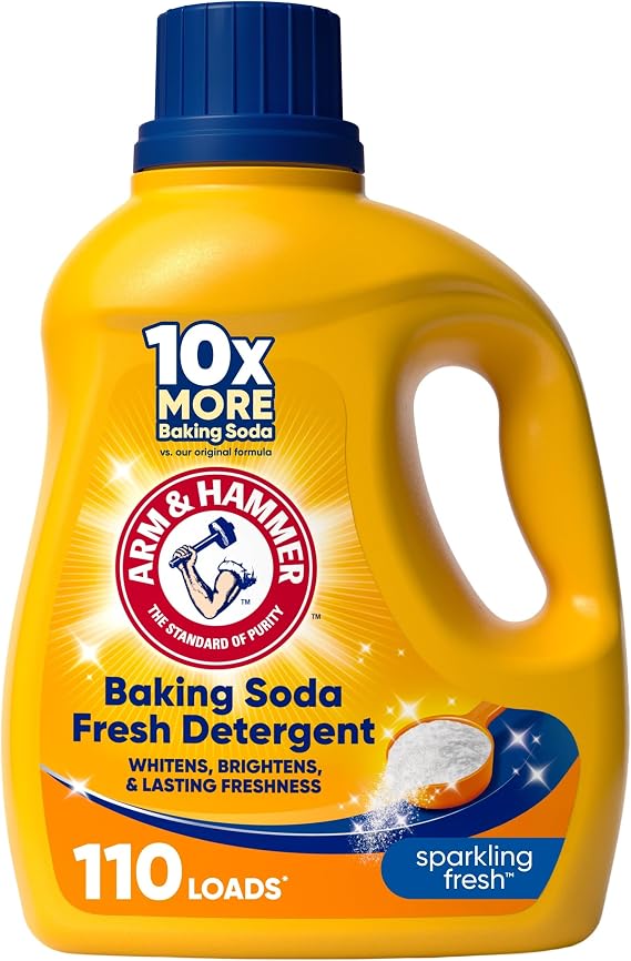 ARM & HAMMER Baking Soda Fresh Liquid Laundry Detergent | Sparkling Fresh Scent, 110 Loads, 110 Fl Oz